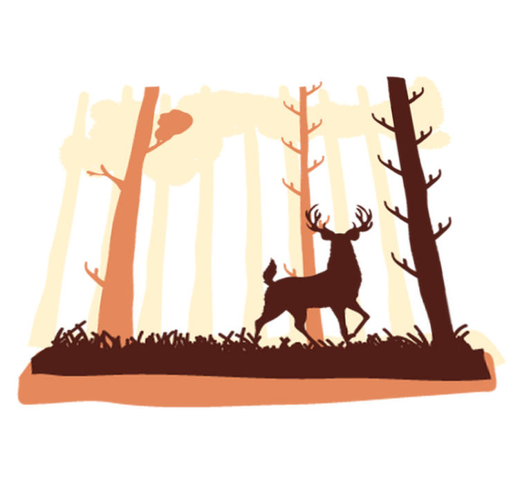 Nature vinyl rug forest and deer illustration - TenStickers