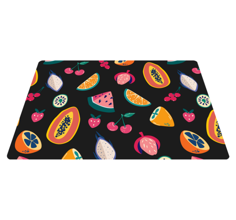 Nature vinyl rug with colorful fruits on black - TenStickers