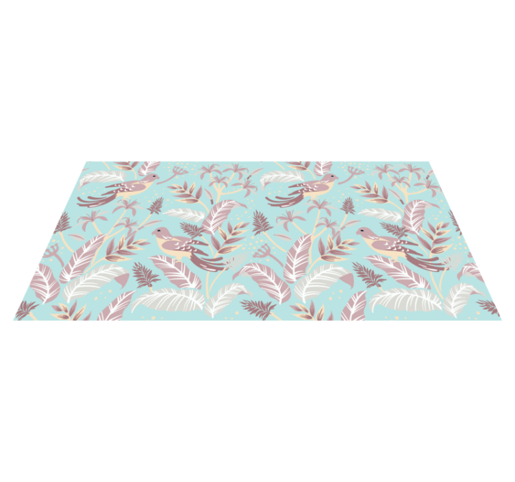 Nature vinyl rug with blue and pink floral design - TenStickers