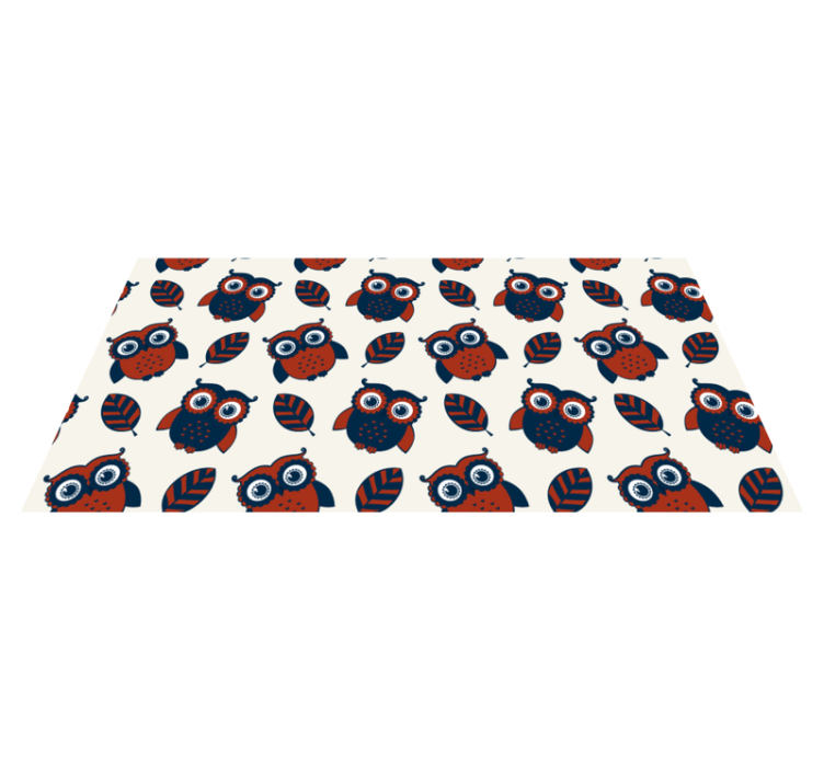 Nature vinyl rug with blue and red owl pattern - TenStickers