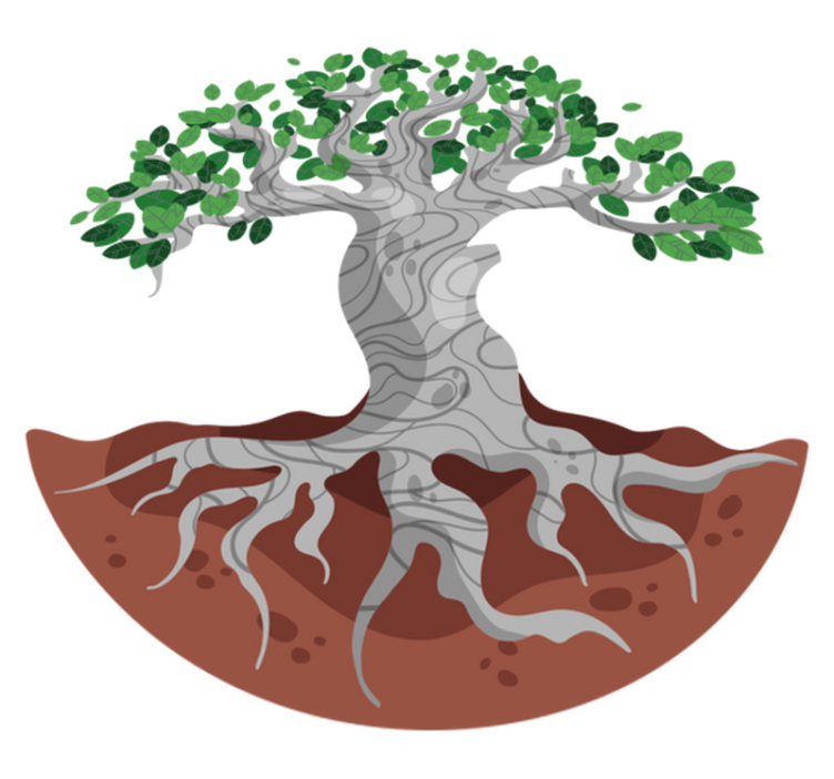 Nature vinyl rug with artistic tree roots - TenStickers