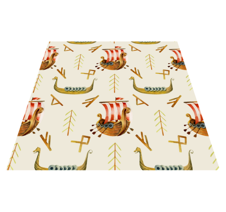 Nature vinyl rug with viking ship design - TenStickers