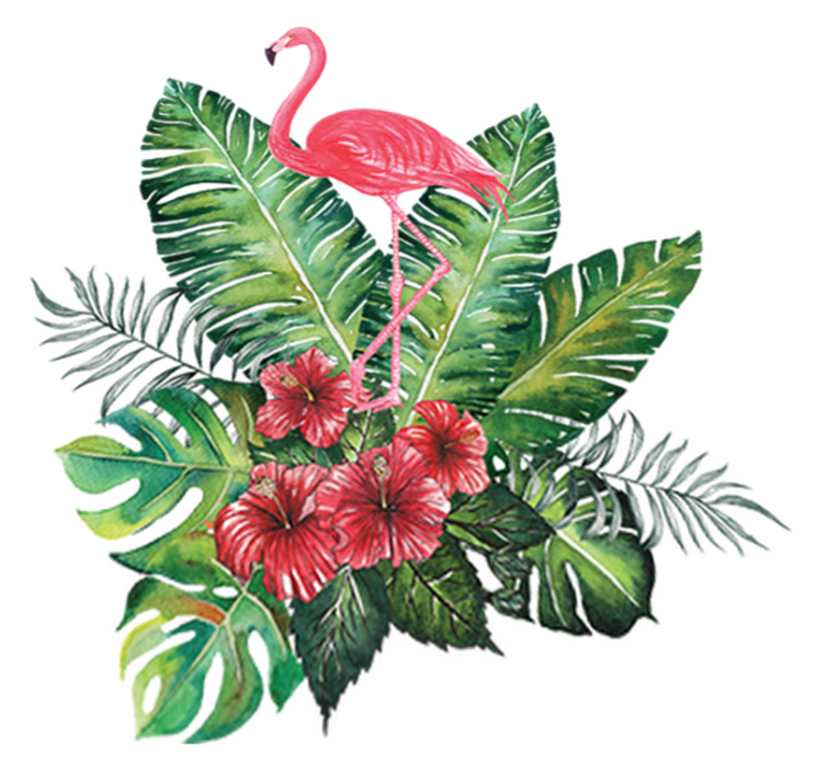 Floral vinyl rug tropical flamingo vinyl rug - TenStickers