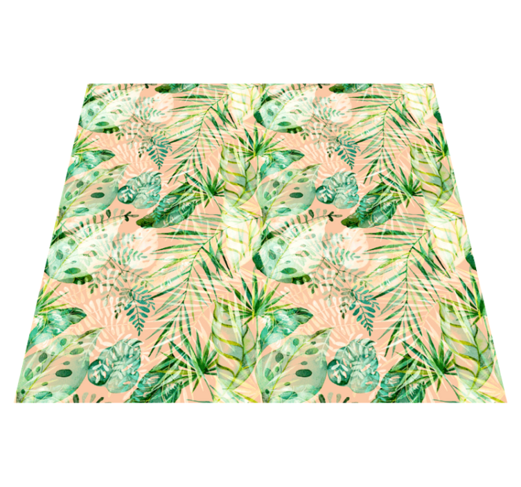 Floral vinyl rug with pink floral leaves design - TenStickers