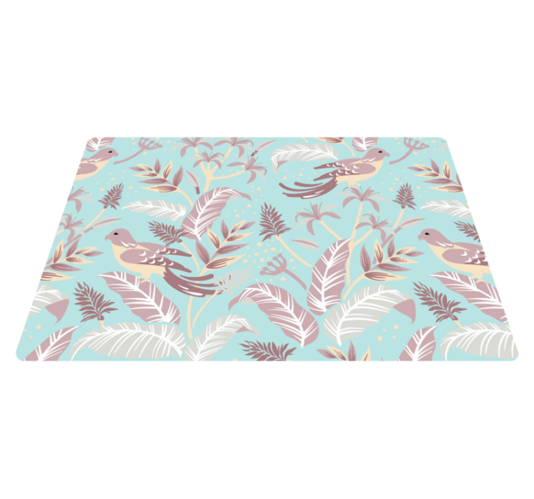 Floral vinyl rug in blue and pink floral pattern - TenStickers