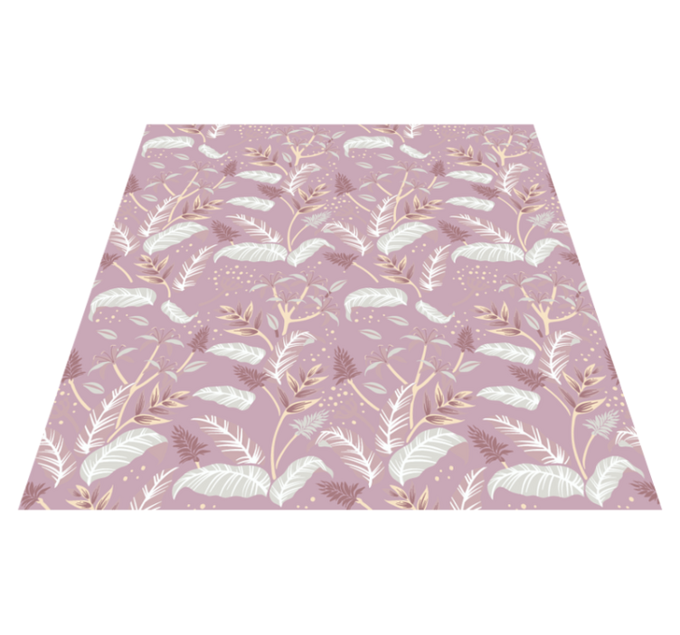 Floral vinyl rug in vintage pink tropical leaf design - TenStickers