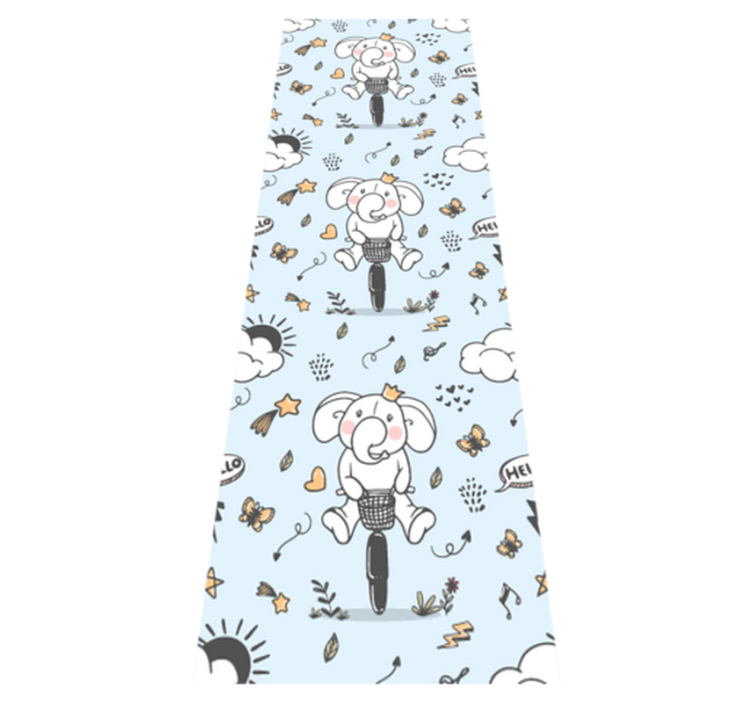 Bedroom vinyl rug with elephant bicycle design - TenStickers