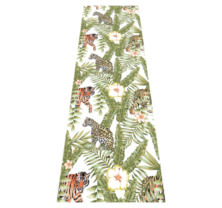 Bedroom vinyl rug with leopards and tropical leaves - TenStickers