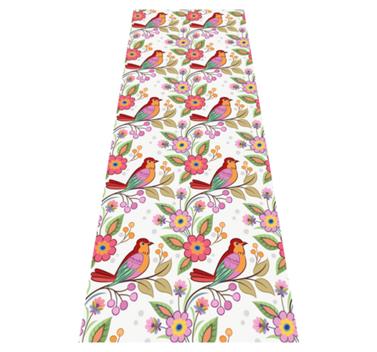 Red and orange bird on green tree bedroom vinyl rug - TenStickers