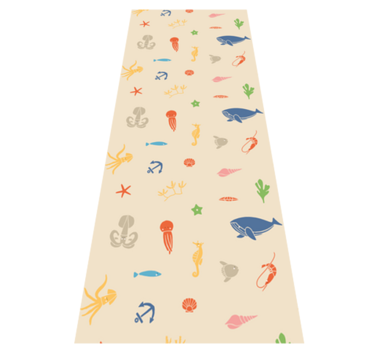 Bedroom vinyl rug with sea animals on beige background - TenStickers