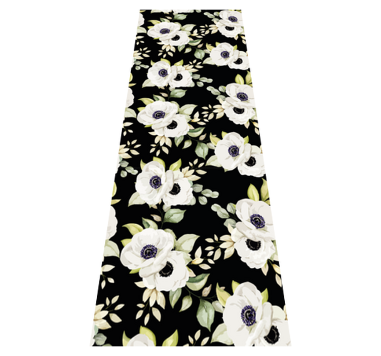 Bedroom vinyl rug with a beautiful white rose pattern - TenStickers