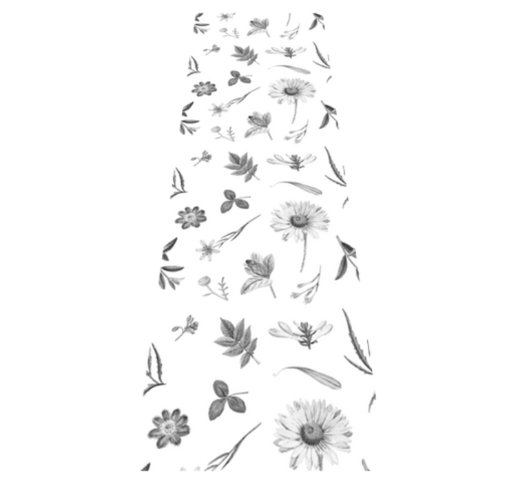 Gray sprint flowers bedroom vinyl rug - TenStickers