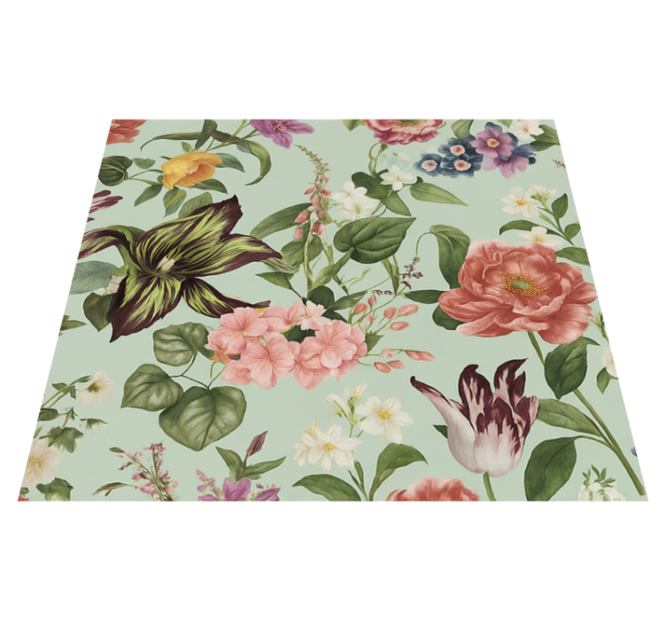 Colorful spring floral bedroom vinyl rug - TenStickers
