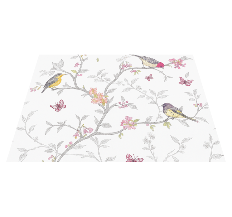 Bedroom vinyl rug with birds on branches - TenStickers