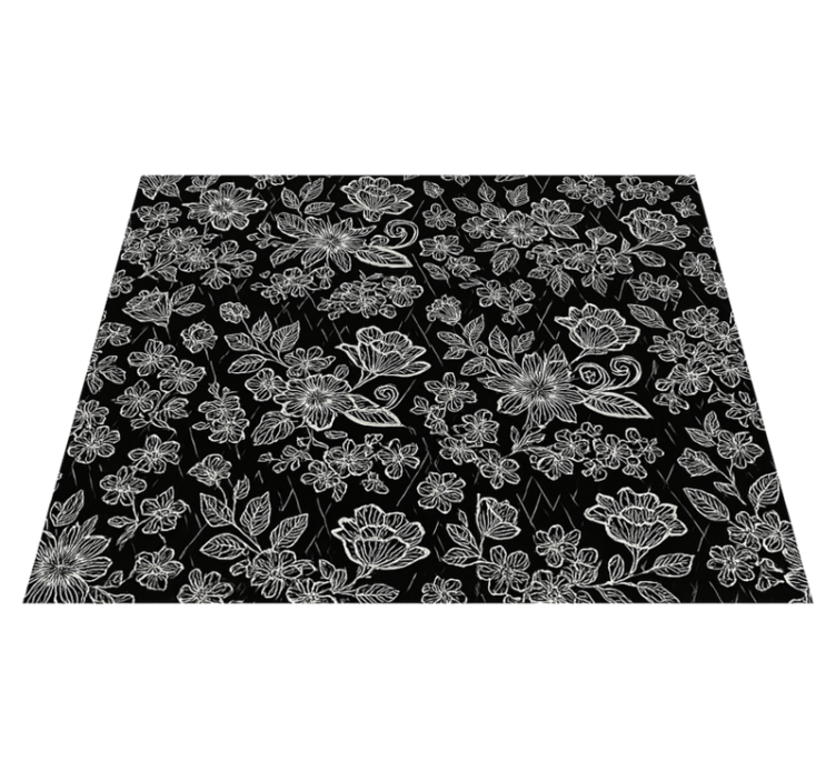 Bedroom vinyl rug in dark floral design - TenStickers