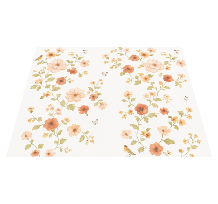 Bedroom vinyl rug simple white small flowers - TenStickers