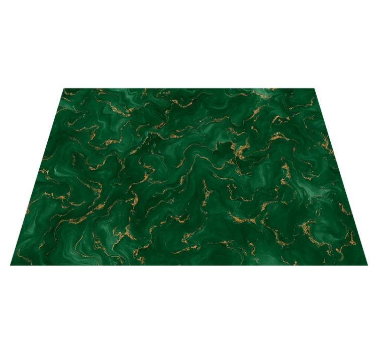 Bedroom vinyl rug in emerald green and gold marble - TenStickers
