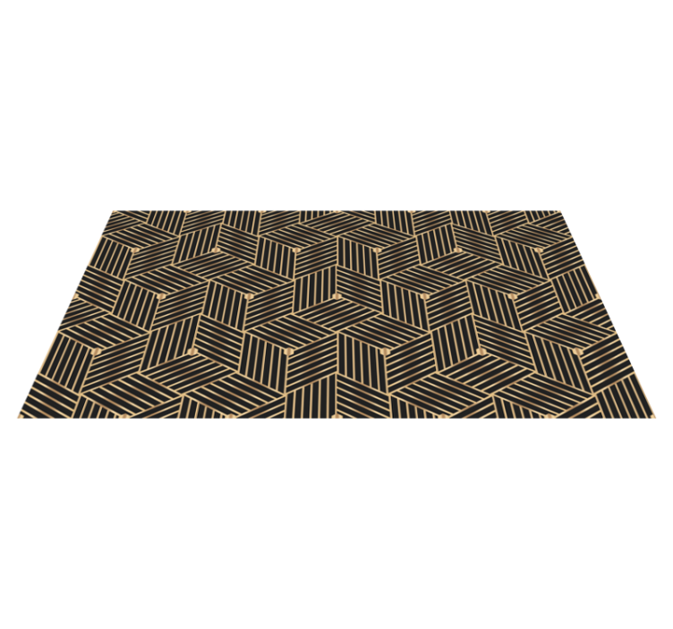 Geometric vinyl rug with golden geometric pattern - TenStickers