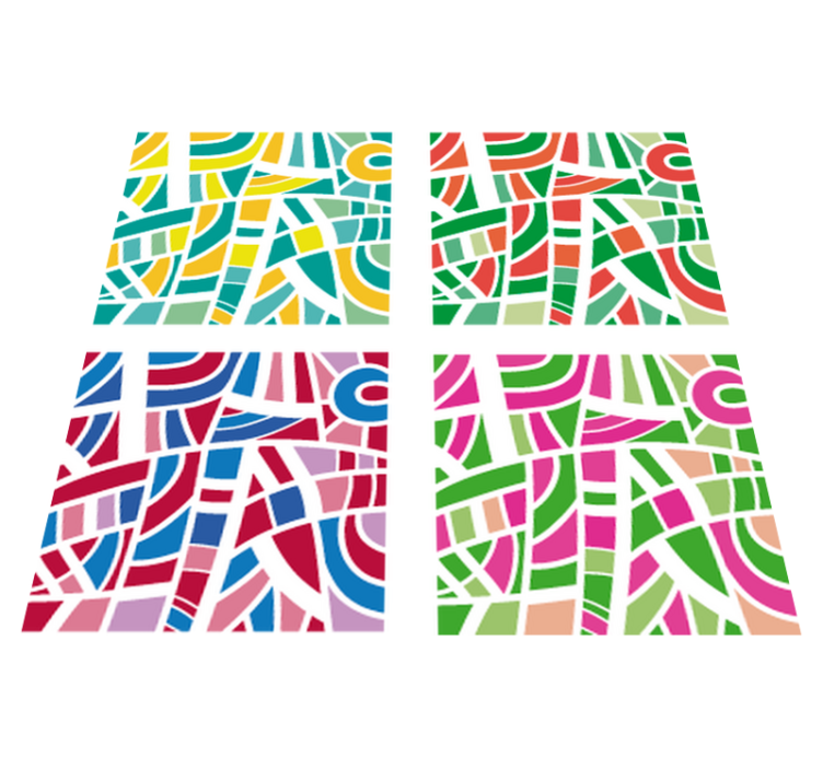 Geometric vinyl rug multicolor mosaic design - TenStickers