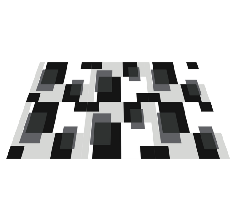 Geometric vinyl rug in black and white blocks - TenStickers