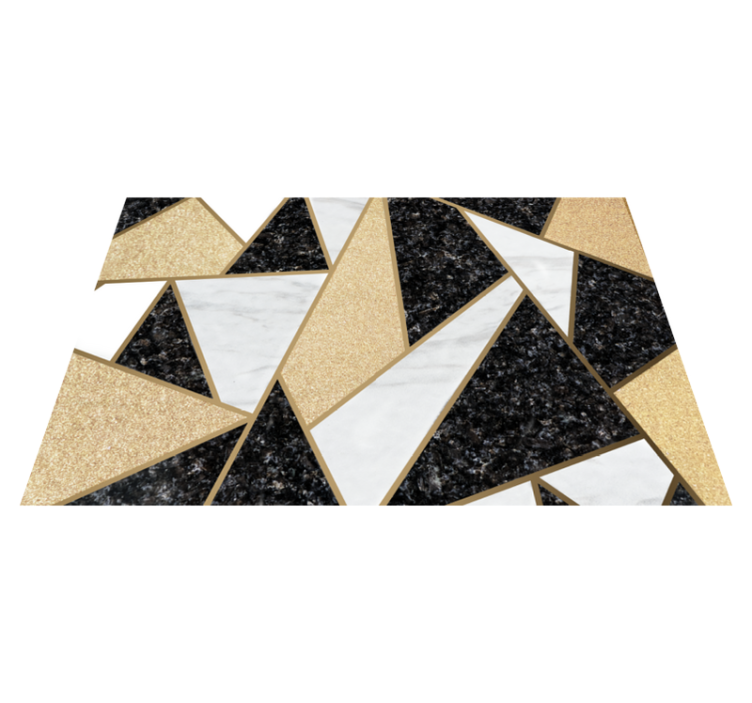 Geometric vinyl rug in marble black and white tiles - TenStickers