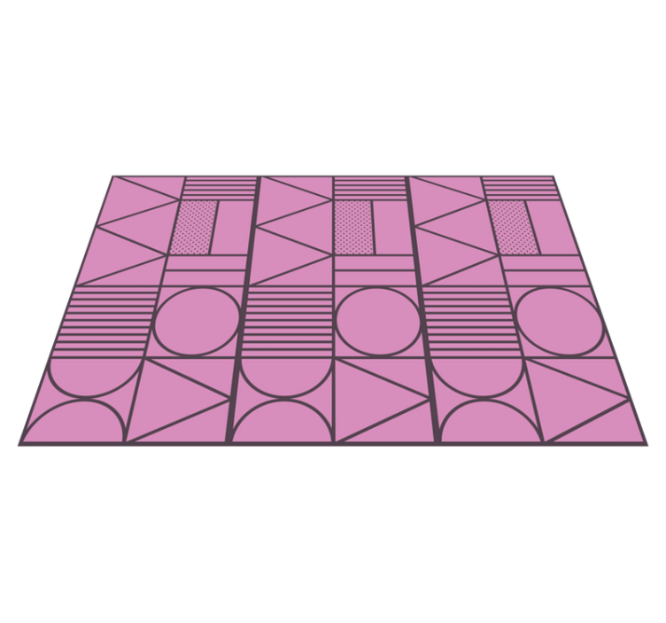 Geometric vinyl rug in pink and grey blocks - TenStickers
