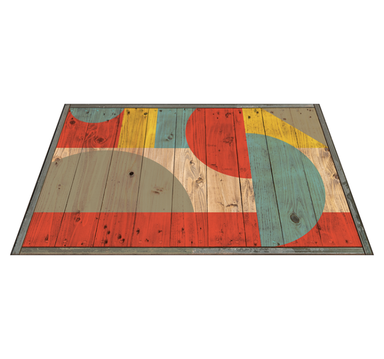 Geometric vinyl rug wood geometry design - TenStickers