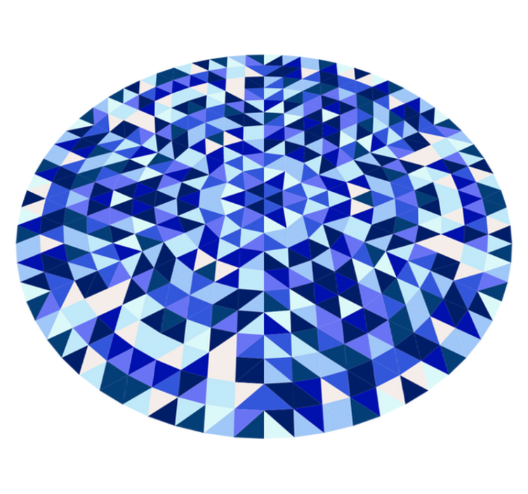 Geometric vinyl rug with circular blue pattern - TenStickers