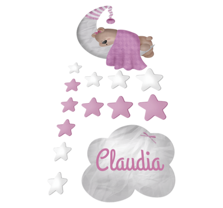 Kids vinyl rug cloud sleeping bear with name - TenStickers