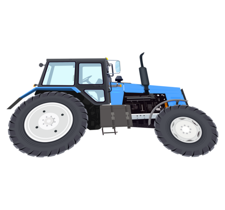 Kids vinyl rug with blue modern tractor design - TenStickers