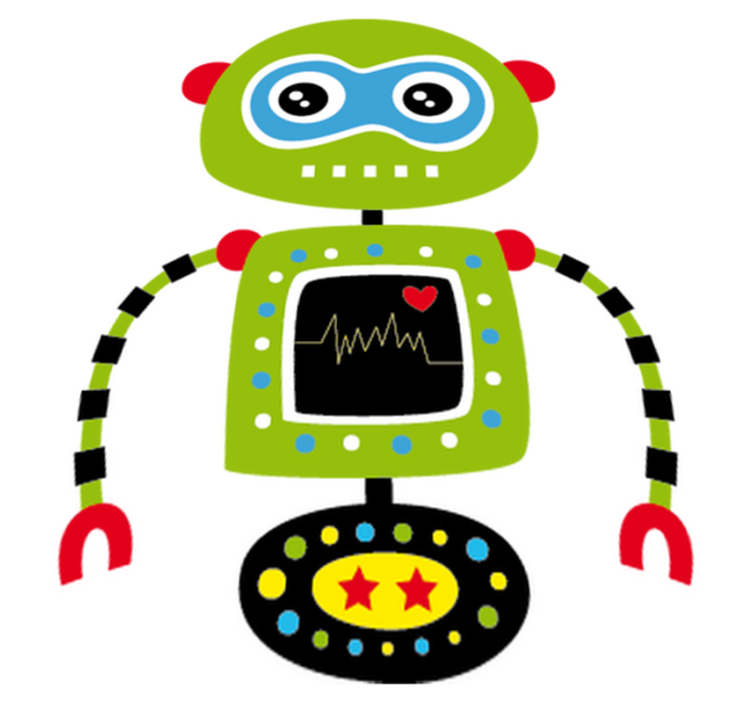 Kids vinyl rug featuring green robot design - TenStickers