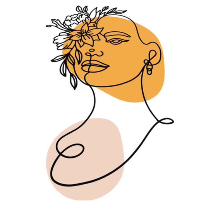 Bedroom vinyl rug minimalistic woman portrait - TenStickers