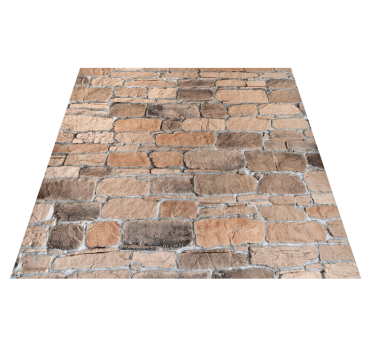 Bedroom vinyl rug with light brown stone brick pattern - TenStickers