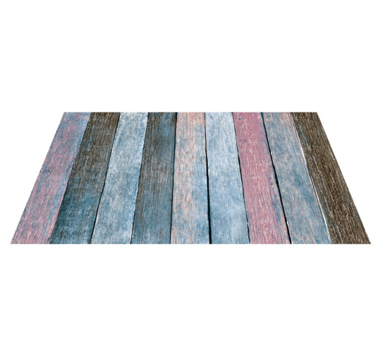 Bedroom vinyl rug in rustic colorful wood style - TenStickers