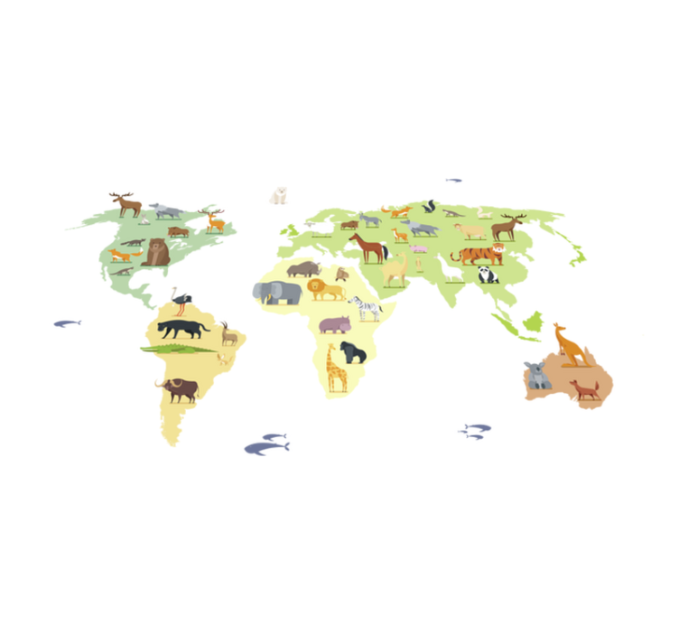 Colorful animals of the world bedroom vinyl rug - TenStickers