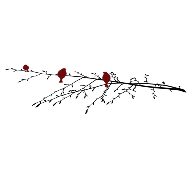 Bedroom vinyl rug with red birds on a branch - TenStickers