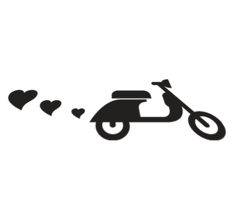 Motorbike and hearts bedroom vinyl rug - TenStickers