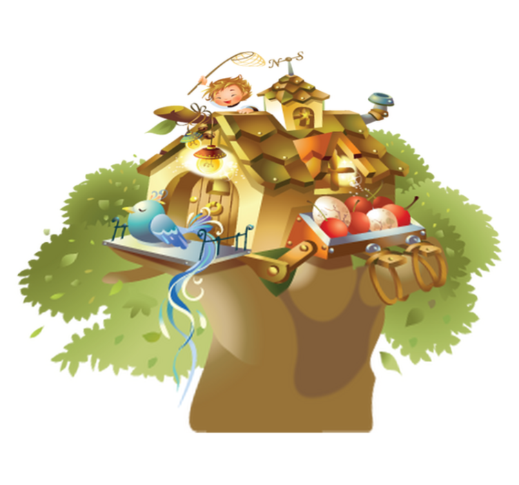 Game vinyl rug tree house illustration - TenStickers
