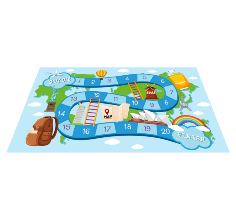 Game vinyl rug board game around the world - TenStickers
