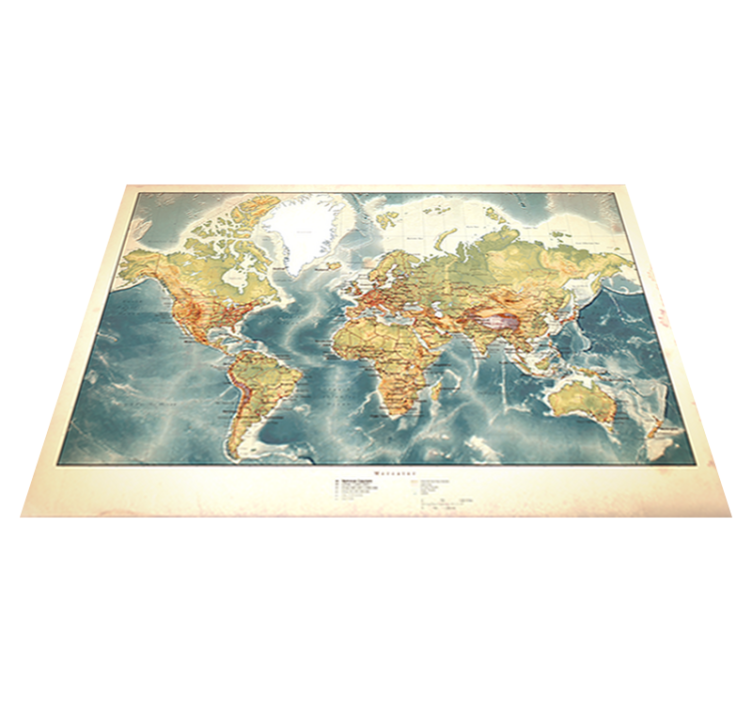 World map vinyl rug aged world map vinyl rug - TenStickers