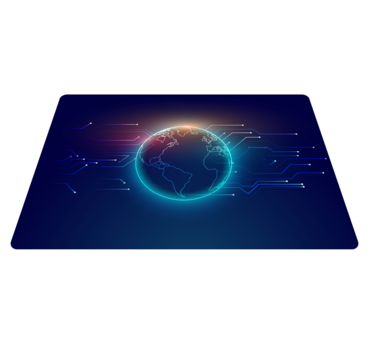 World map vinyl rug geometric telecom design - TenStickers