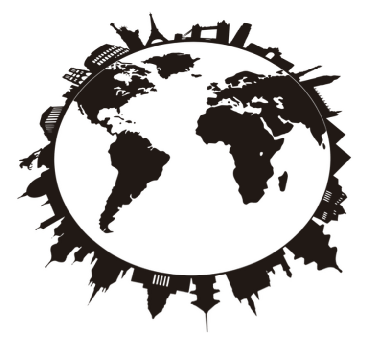 World map vinyl rug with landmarks - TenStickers