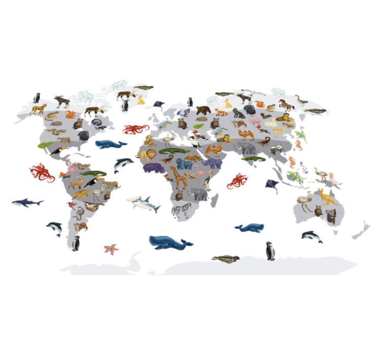 Nordic style world map vinyl rug - TenStickers