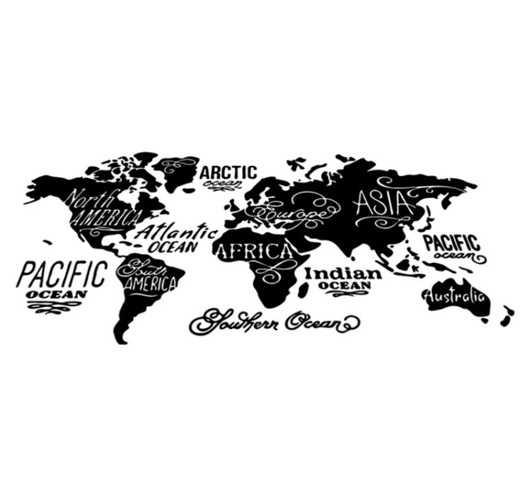 World map vinyl rug with detailed features - TenStickers
