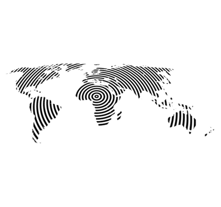 World map vinyl rug with concentric texture - TenStickers