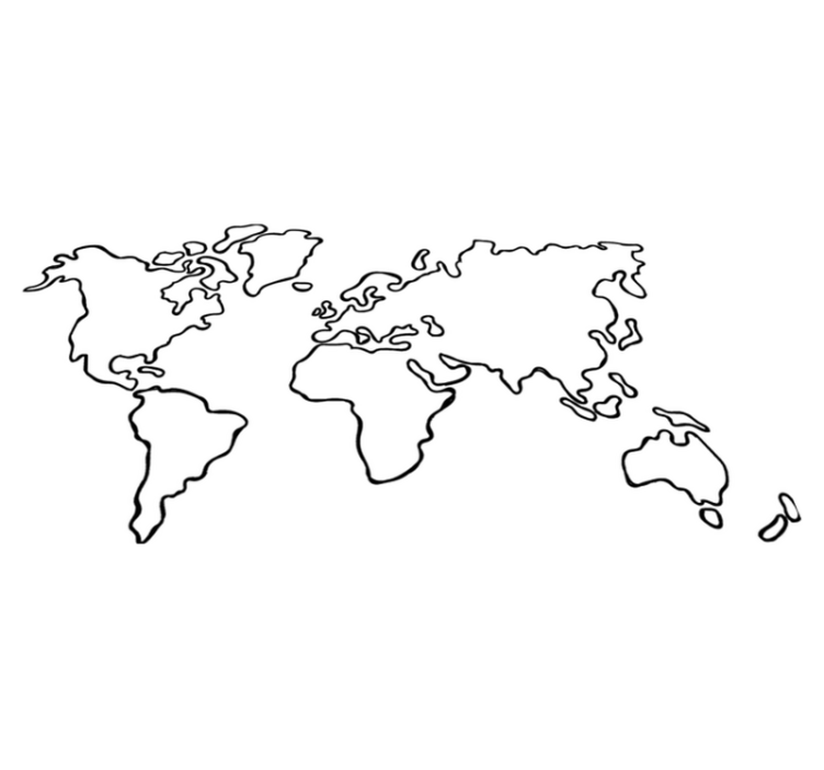 World map vinyl rug in monochrome design - TenStickers