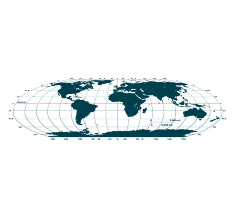 World map vinyl rug horizontal decorative vinyl - TenStickers