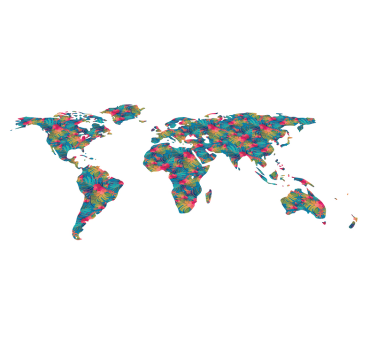 World map vinyl rug jungle patterned design - TenStickers