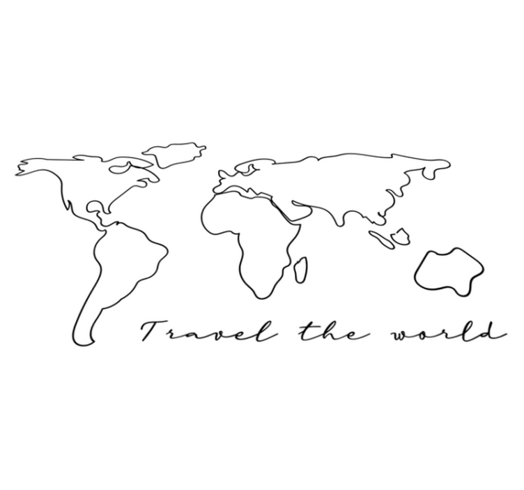 World map vinyl rug with travel text design - TenStickers