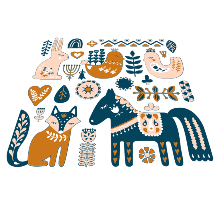 Kids vinyl rug with nordic style forest animals - TenStickers